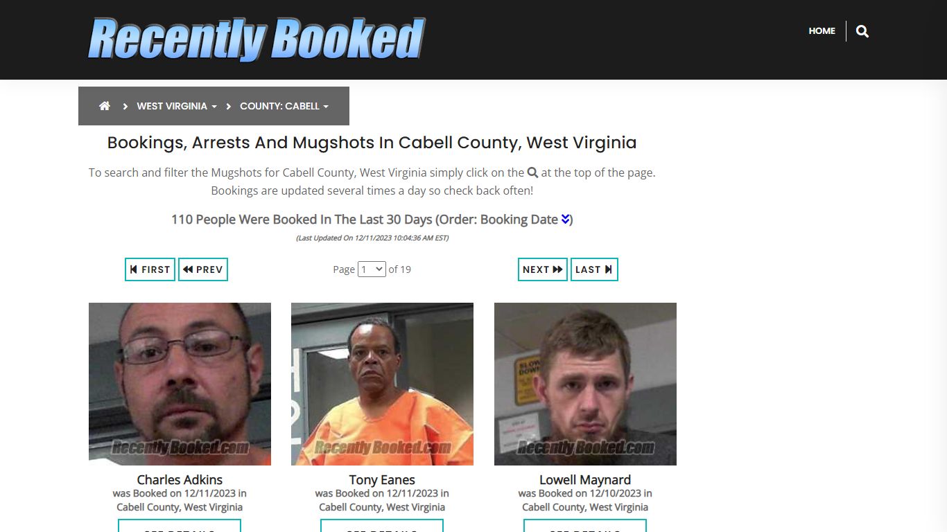 Bookings, Arrests and Mugshots in Cabell County, West Virginia