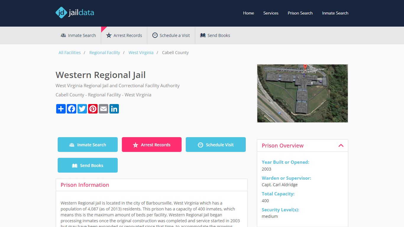 Western Regional Jail Inmate Search and Prisoner Info - Barboursville, WV